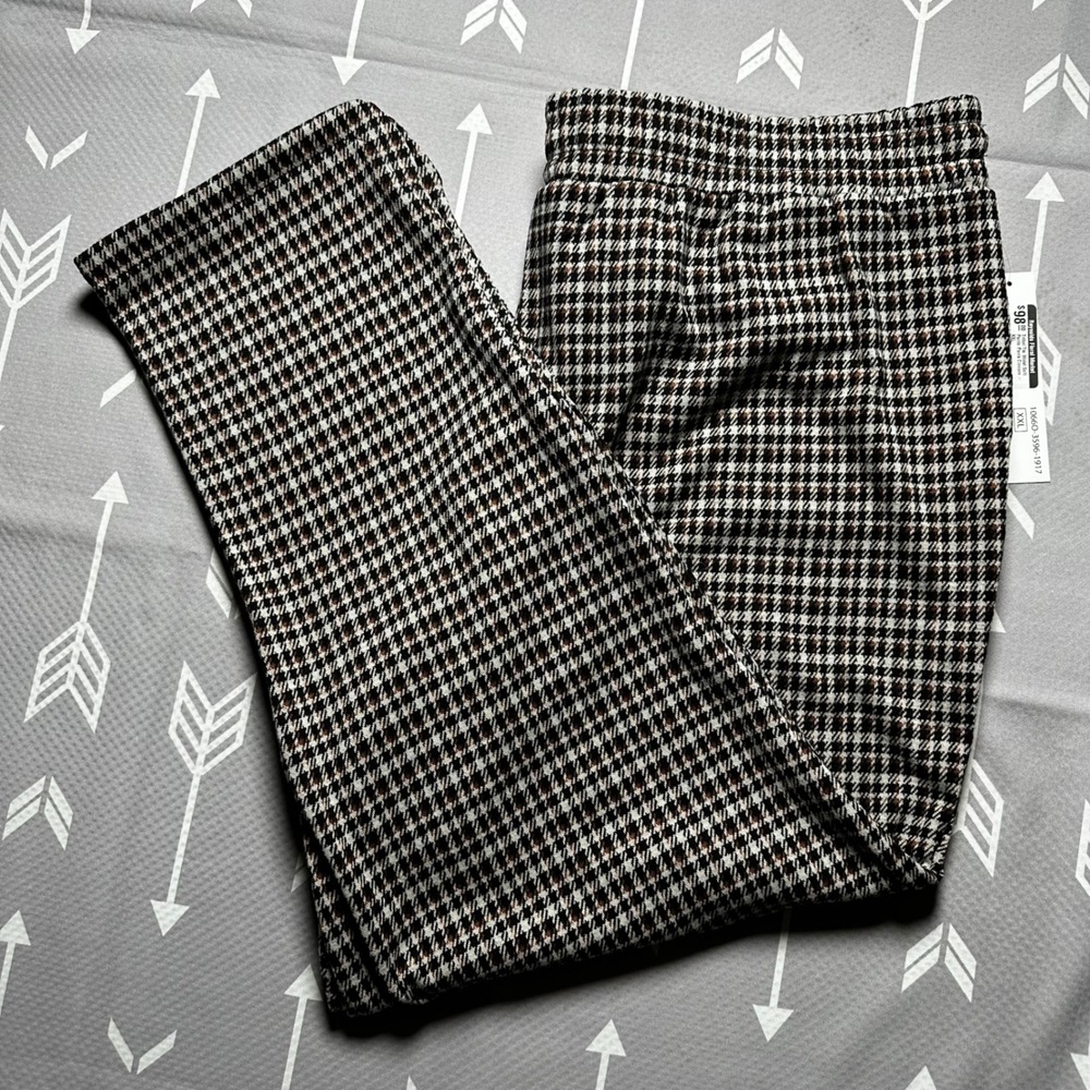 Tribal Tie Waist Soft Ponte Pants Cinnamon XXL Houndstooth Plaid NWT MSRP $98